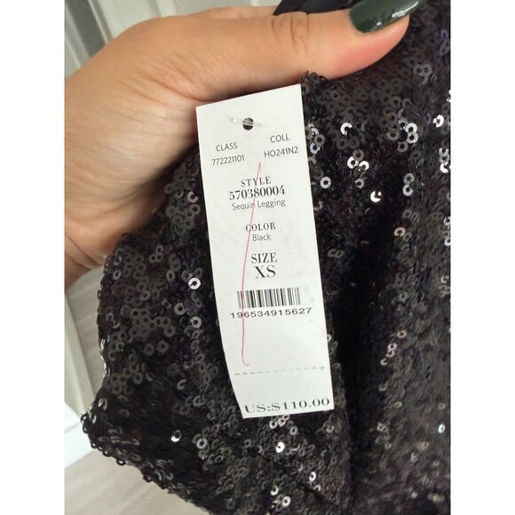 WHITE HOUSE BLACK MARKET WHBM Black Sequin Leggings Size Small NEW NWT - Picture 5 of 5